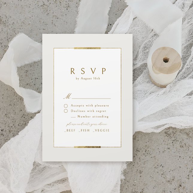 Cartons Réponse Cadre Elégance Simple Moderne Classique Mariage (Framed Elegance Simple Modern Classy Wedding RSVP Card)