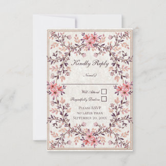 Cartons Réponse Cadre floral aquarelle romantique - Automne rustiq