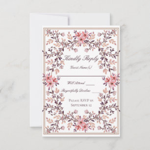 Cartons Réponse Cadre floral aquarelle romantique sur fond crème -