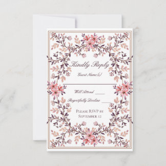 Cartons Réponse Cadre floral aquarelle romantique sur fond crème -