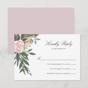 Cartons Réponse Cadre Floral Bohème Élégant Mariage Mauve Lumière