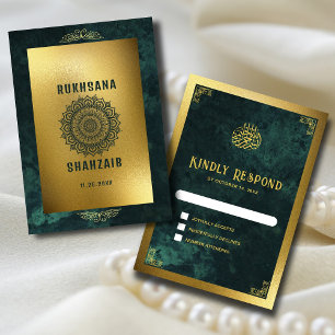 Cartons Réponse Cadre or Ornat & Emerald Green Mariage musulman
