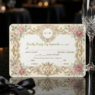 Cartons Réponse Cadre Rococo Orné d'Ange Chérubin de Style Ancien