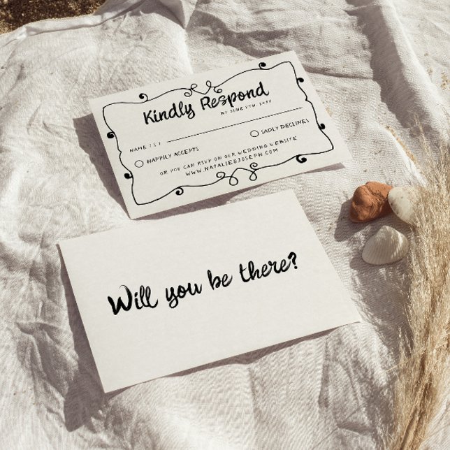 Cartons Réponse Cadre unique rétro écrit à la main Mariage moderne (Créateur téléchargé)