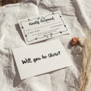 Cartons Réponse Cadre unique rétro écrit à la main Mariage moderne