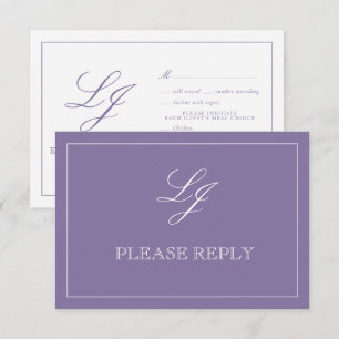 Cartons Réponse Calligraphie classique Lavande Mariage Monogramme