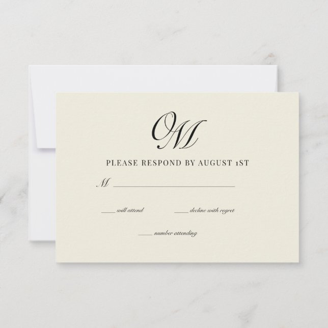 Cartons Réponse Calligraphie Classique Mariage moderne (Dos)