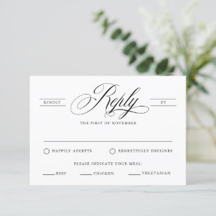 Cartons Réponse Calligraphie classique simple élégante Mariage RSV