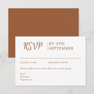 Cartons Réponse Calligraphie de Mariage décoratif orange brûlé