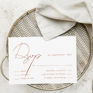 Cartons Réponse Calligraphie Élégante Mariage Repas Terracotta Rus