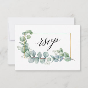 Cartons Réponse Calligraphie Eucalyptus Verdure Mariage de cadre O
