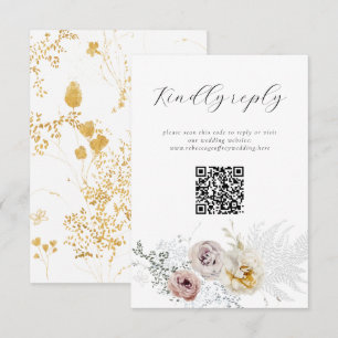 Cartons Réponse Calligraphie florale Delicée en or Code QR