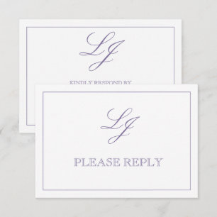 Cartons Réponse Calligraphie Lavande Classique Monogramme Aucun Re