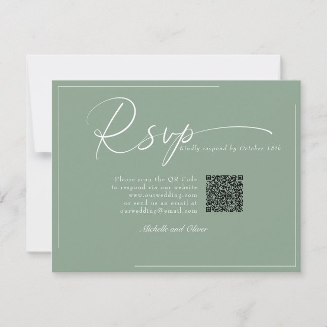 Cartons Réponse Calligraphie Mariage Moderne Classique Code QR RSV (Devant)