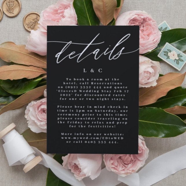 Cartons Réponse Calligraphie moderne simple Mariage blanc et noir (Créateur téléchargé)