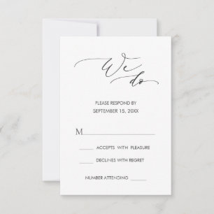 Cartons Réponse Calligraphie moderne simple Nous faisons Mariage R