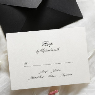 Cartons Réponse Calligraphie Monogramme Mariage classique noir et 