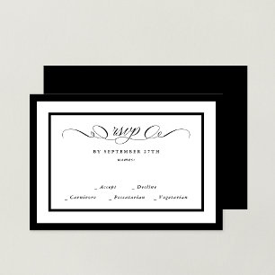 Cartons Réponse Calligraphie officielle Noir encadré Mariage class