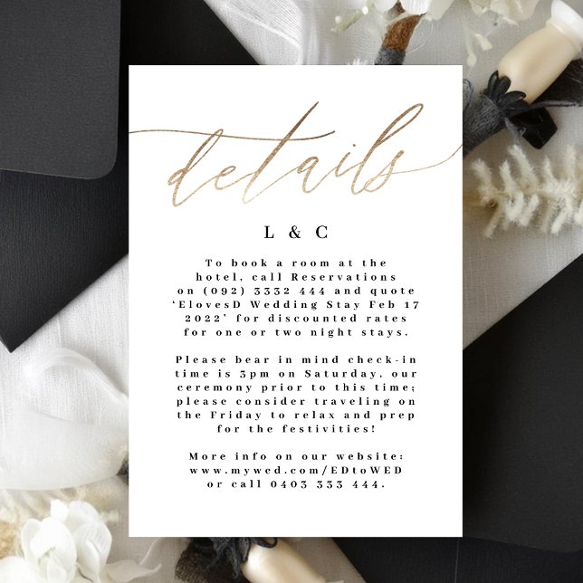 Cartons Réponse Calligraphie or jaune Boîtier Mariage moderne (Créateur téléchargé)