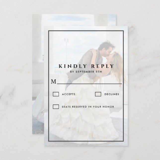 Cartons Réponse Calligraphie Whimsical moderne superposer Mariage  (Devant / Derrière)