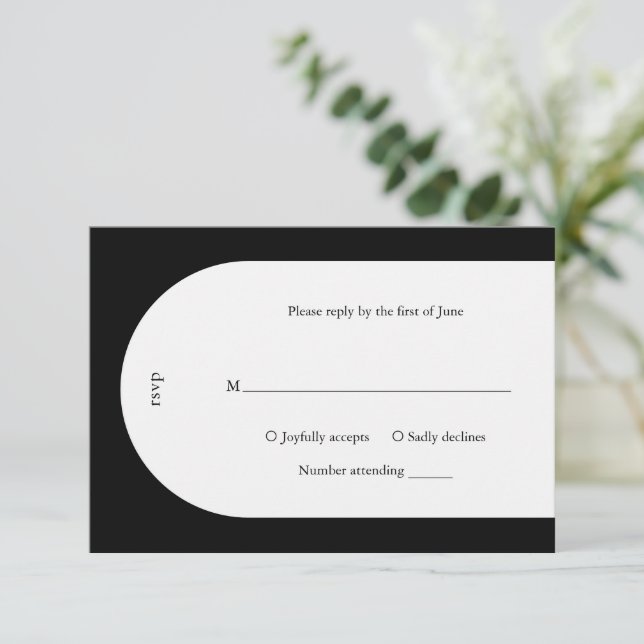 Cartons Réponse Camila Black Arch Mariage moderne (Debout devant)