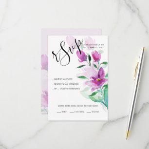 Cartons Réponse Caractère Unique Des Fleurs D'Aquarelle Rose Viole