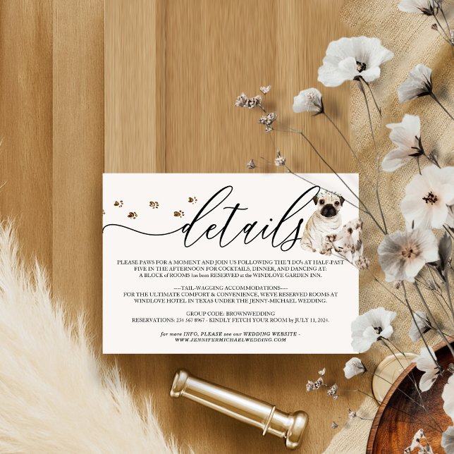 Cartons Réponse Carlin chiot Chien Détails du Mariage (Créateur téléchargé)