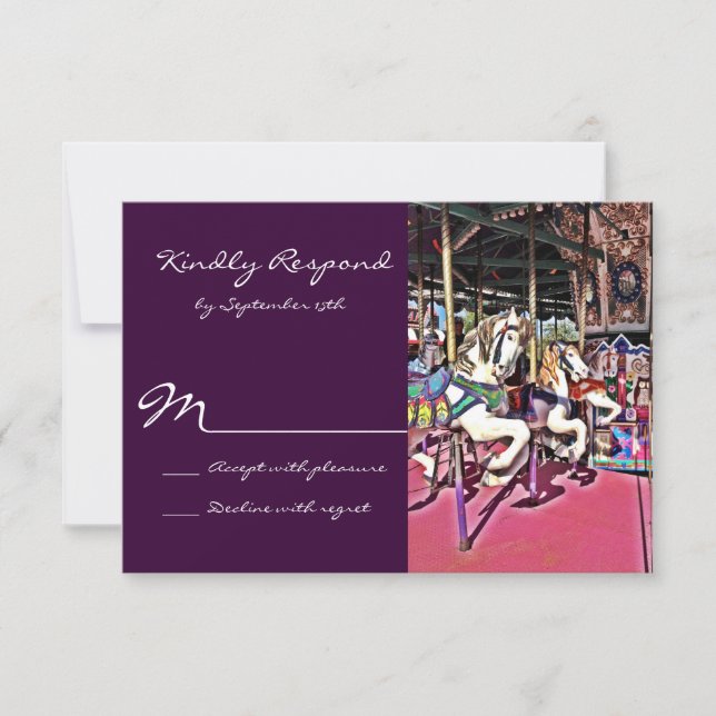 Cartons Réponse Carousel Cheval Violet Carnaval Mariage Carnaval C (Devant)