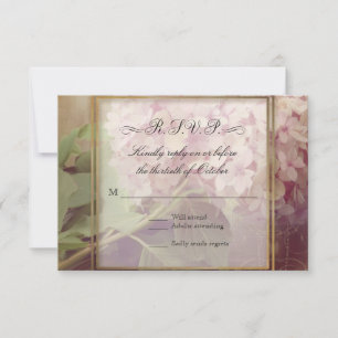 Cartons Réponse Carré Joli Rose Push Hydrangea Vintage Mariage