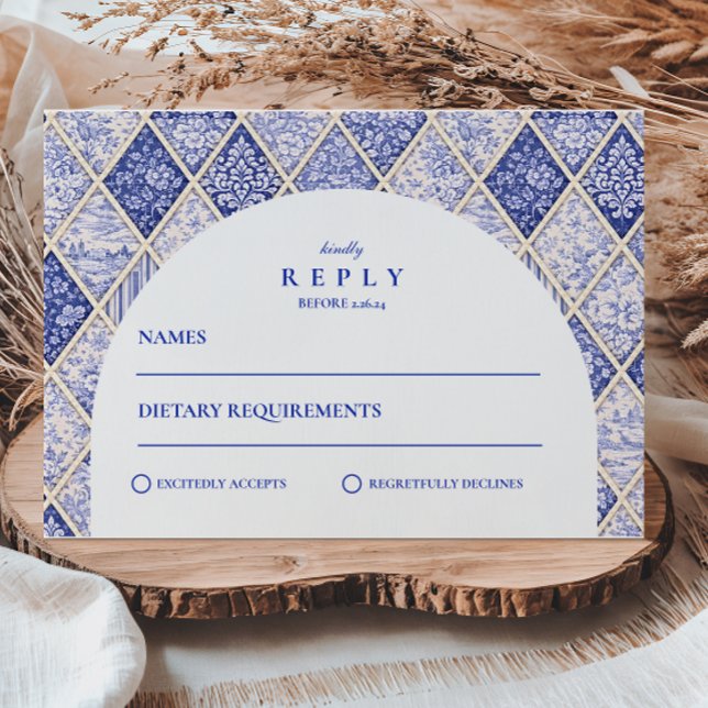 Cartons Réponse Carreau de Delft européen de mariage (Créateur téléchargé)