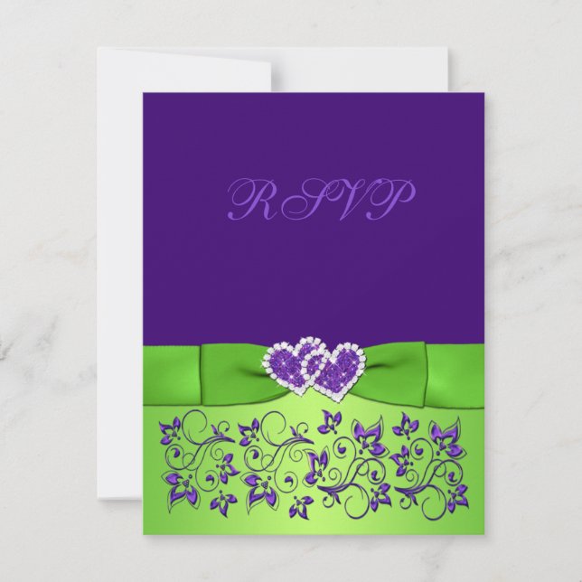 CARTONS RÉPONSE CARTE-RÉPONSE DE MARIAGE FLEURIE VIOLETTE VERTE IM (Devant)