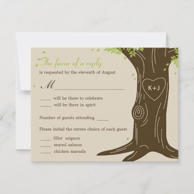 Cartons Réponse Carte-réponse de mariage Oak Tree avec choix de me (Devant)