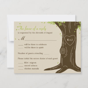 Cartons Réponse Carte-réponse de mariage Oak Tree avec choix de me