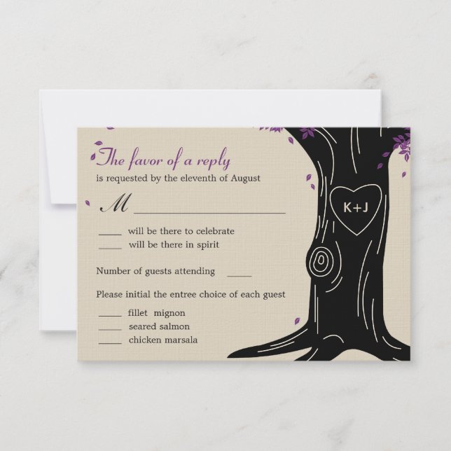 Cartons Réponse Carte-réponse de mariage Oak Tree avec choix de me (Devant)