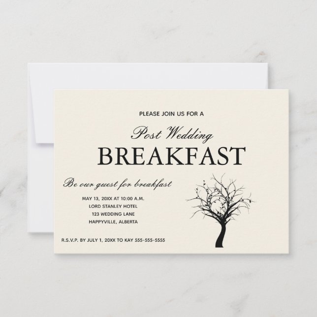 Cartons Réponse Carton d'invitation au petit-déjeuner après mariag (Devant)