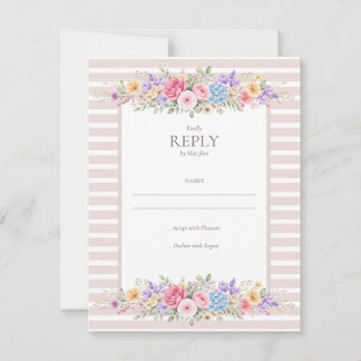 Cartons Réponse Carton d'invitation de mariage à cadre de fleurs d