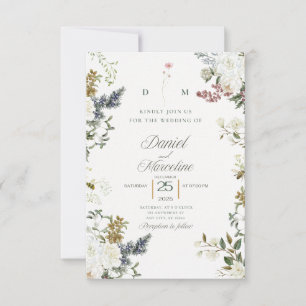 Cartons Réponse Carton d'invitation de mariage aux fleurs blanches