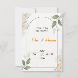 Cartons Réponse Carton d'invitation de mariage floral vert et marr