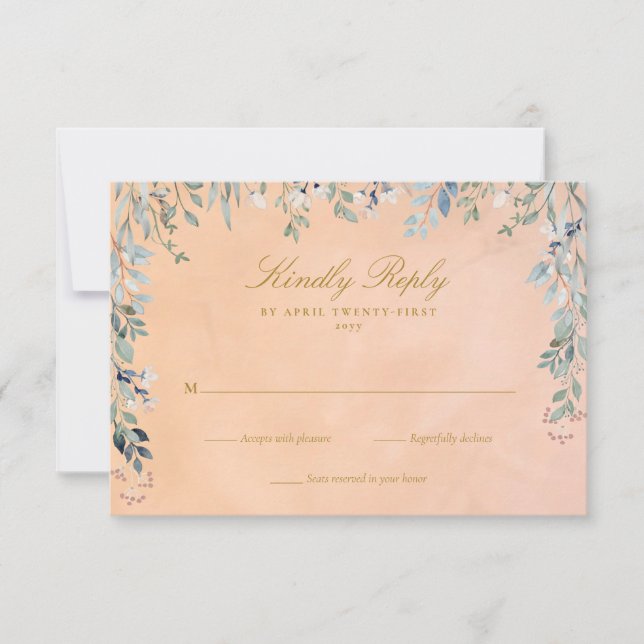 Cartons Réponse Cascade Floral de Verdure Mariage Rustique Toscan (Devant)