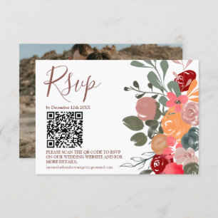 Cartons Réponse Cascade florale de chute rétro photo mariage QR RS