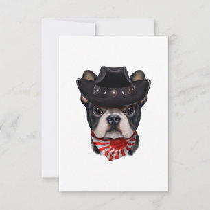 Cartons Réponse Casquette de cowboy et Drapeau Français Bulldog po