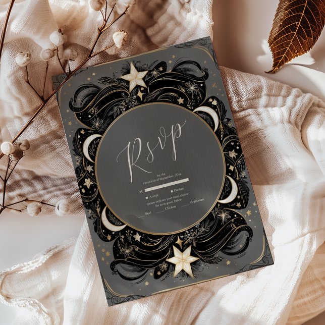 Cartons Réponse Céleste mystique lune étoile Mariage Boho de nuit (Créateur téléchargé)