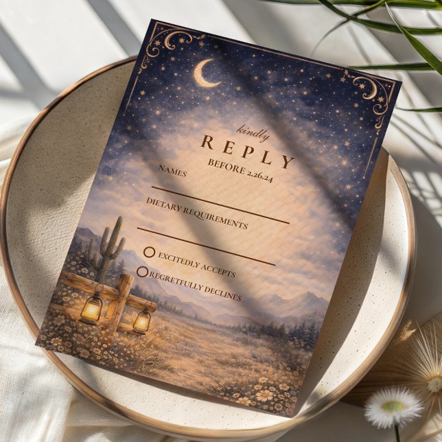Cartons Réponse Celestial Desert Moonlit Western Wedding (Créateur téléchargé)