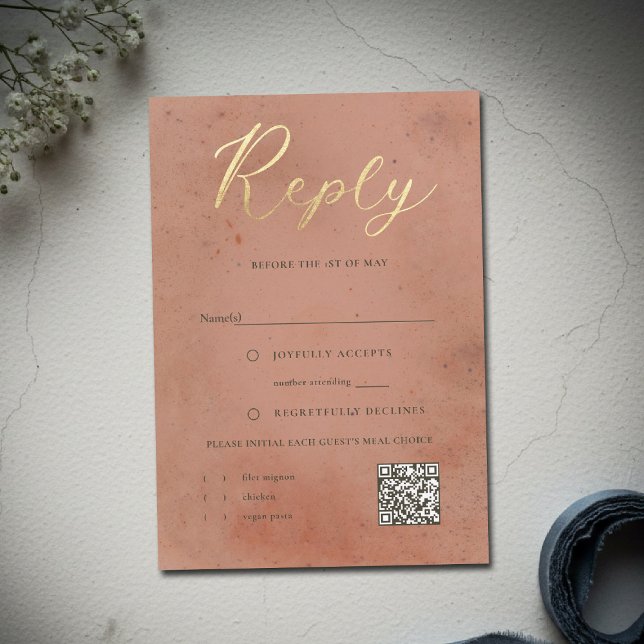 Cartons Réponse Celestial Galaxy Stars Blush Pink Glow Wedding QR (celestial galaxy wedding reply rsvp floral galaxy peach pink starry night written in the stars)