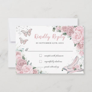 Cartons Réponse Cendrillon Princesse Rose Clair Floral Quinceañera