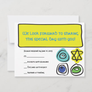 Cartons Réponse CERCLES et Bat mitzvah CARRÉ Barre