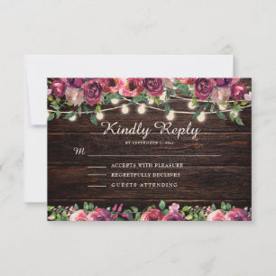 Cartons Réponse Chaîne rustique éclaire Bois Bourgogne Floral