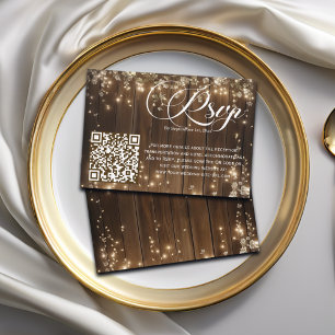Cartons Réponse Chaîne rustique illumine Floral QR Code Mariage RS