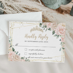 Cartons Réponse Champagne Blush ivoire Floral Quinceañera Sweet 16