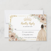 Champagne Crème Beige Florale Princesse Quinceañer